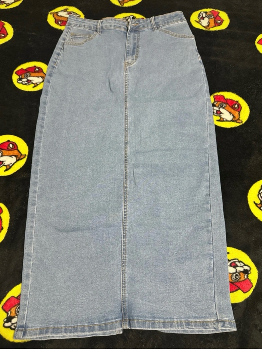 Straight-Leg Women's Denim Jeans Skirt in Light Blue